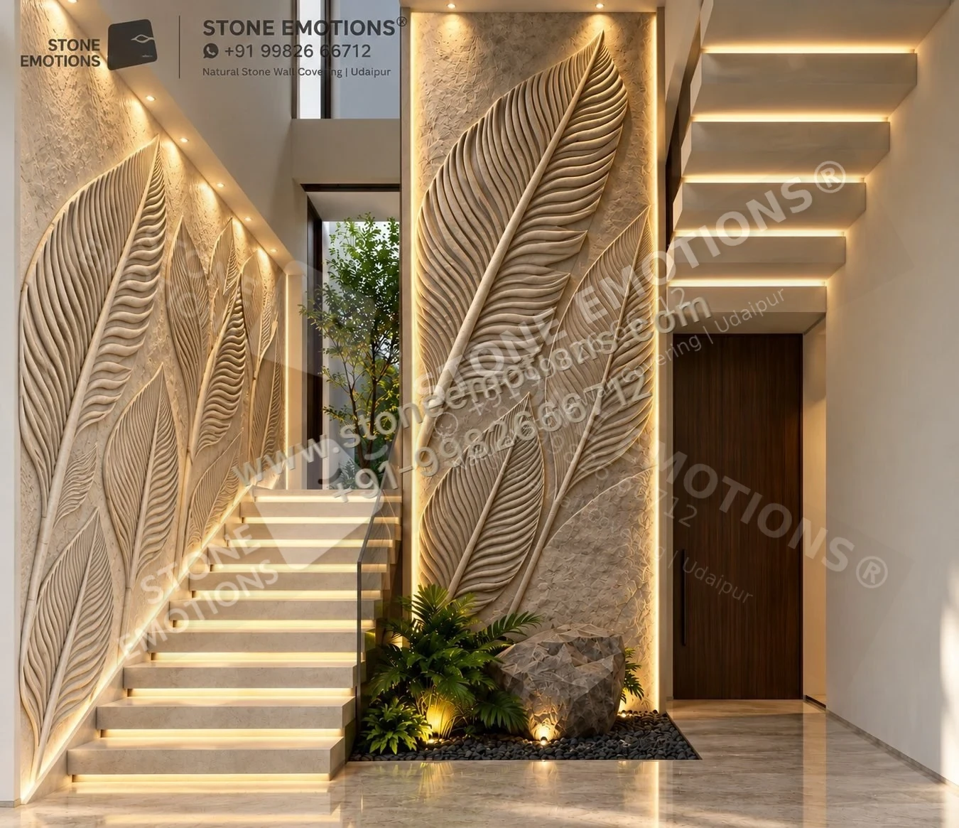 Sculpted Stair — Double-height & staircase stone design, Stone Emotions SE-049