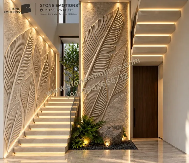 Sculpted Stair — Double-height & staircase stone design, Stone Emotions SE-049