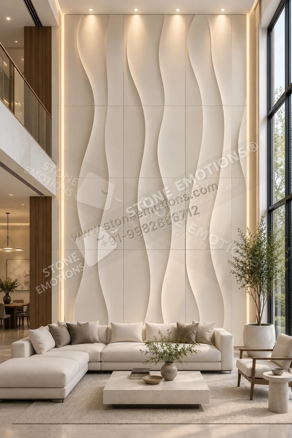 Vertical Flow — Double-height & staircase stone design, Stone Emotions SE-023