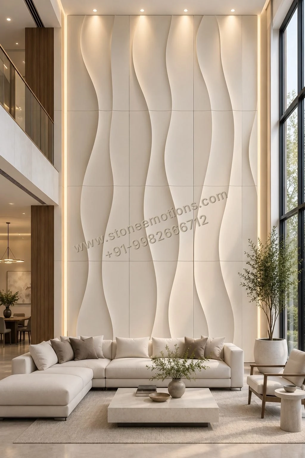 Vertical Flow — Double-height & staircase stone design, Stone Emotions SE-023