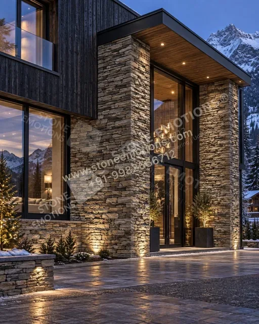 Evening Stone Facade — Exterior & pool walls stone design, Stone Emotions SE-006