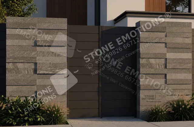 Grey Stone Entrance — Exterior & pool walls stone design, Stone Emotions SE-086