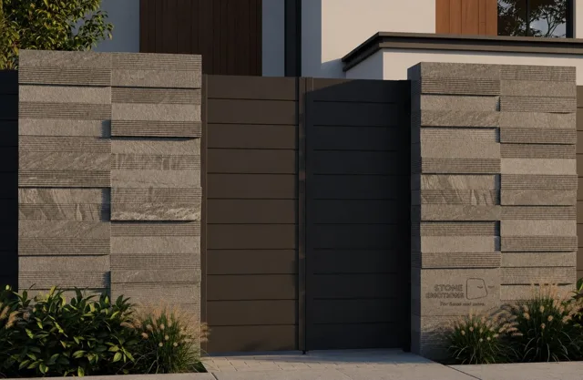 Grey Stone Entrance — Exterior & pool walls stone design, Stone Emotions SE-086