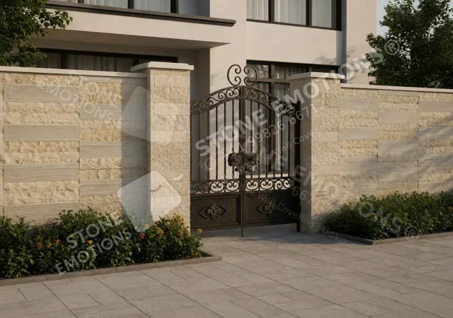Villa Boundary — Exterior & pool walls stone design, Stone Emotions SE-083