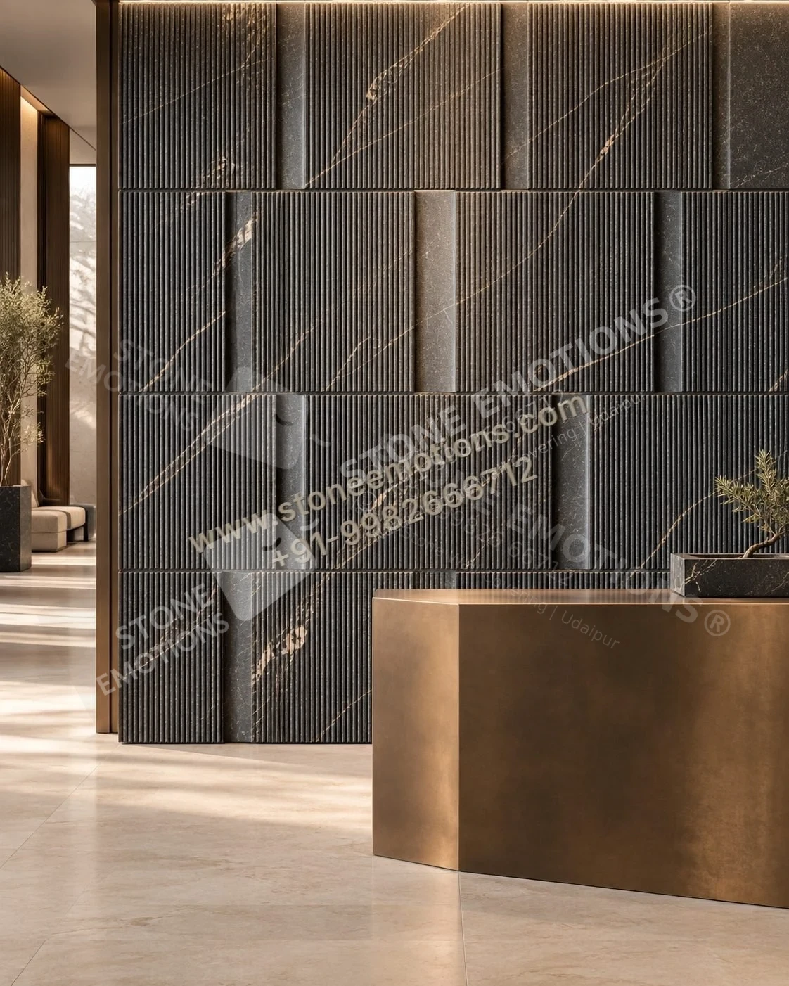 Layered Reception — Foyer & entrance stone design, Stone Emotions SE-009