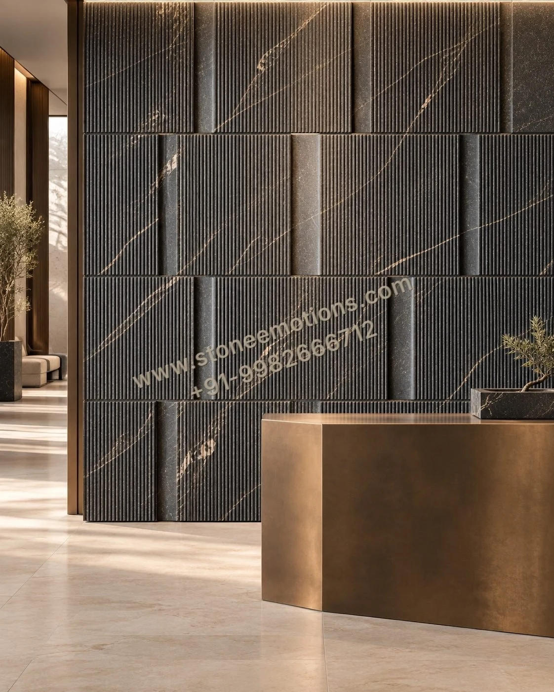 Layered Reception — Foyer & entrance stone design, Stone Emotions SE-009