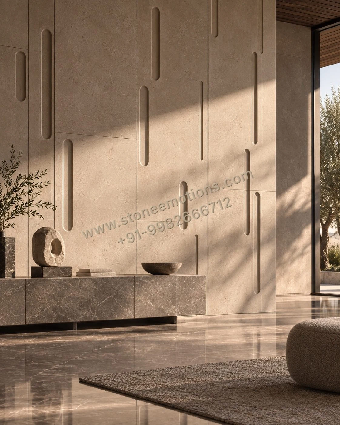 Sunlit Rhythm — Foyer & entrance stone design, Stone Emotions SE-012