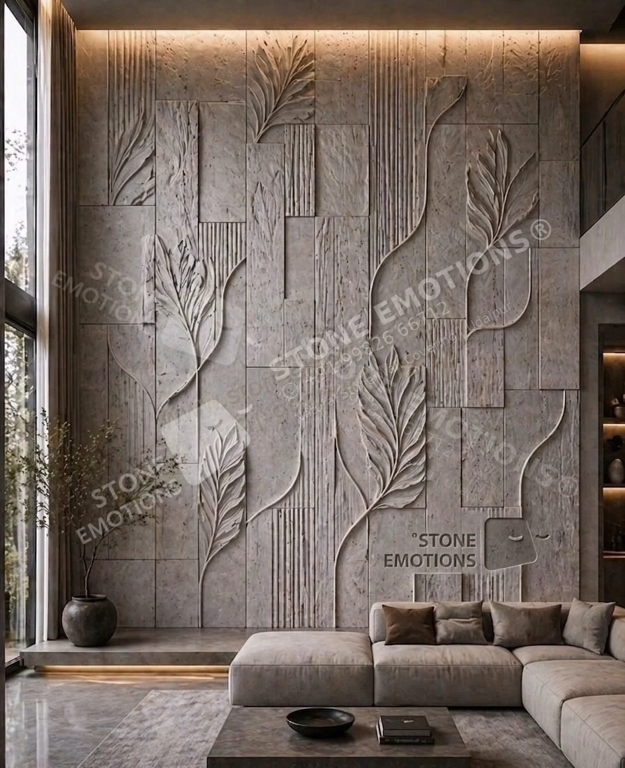Botanical Grey — Living room walls stone design, Stone Emotions SE-070