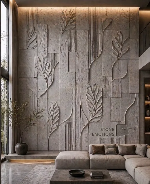 Botanical Grey — Living room walls stone design, Stone Emotions SE-070