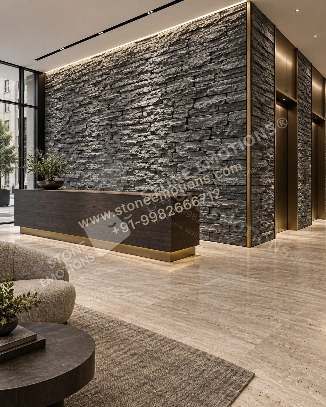 Charcoal Rock Face — Living room walls stone design, Stone Emotions SE-005