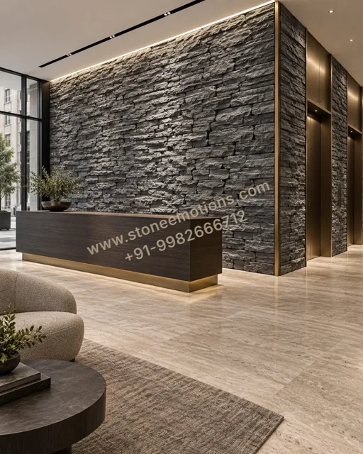 Charcoal Rock Face — Living room walls stone design, Stone Emotions SE-005