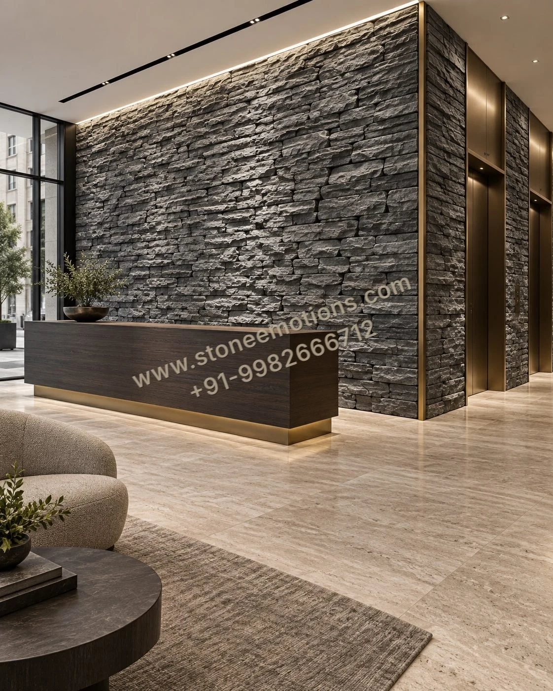 Charcoal Rock Face — Living room walls stone design, Stone Emotions SE-005