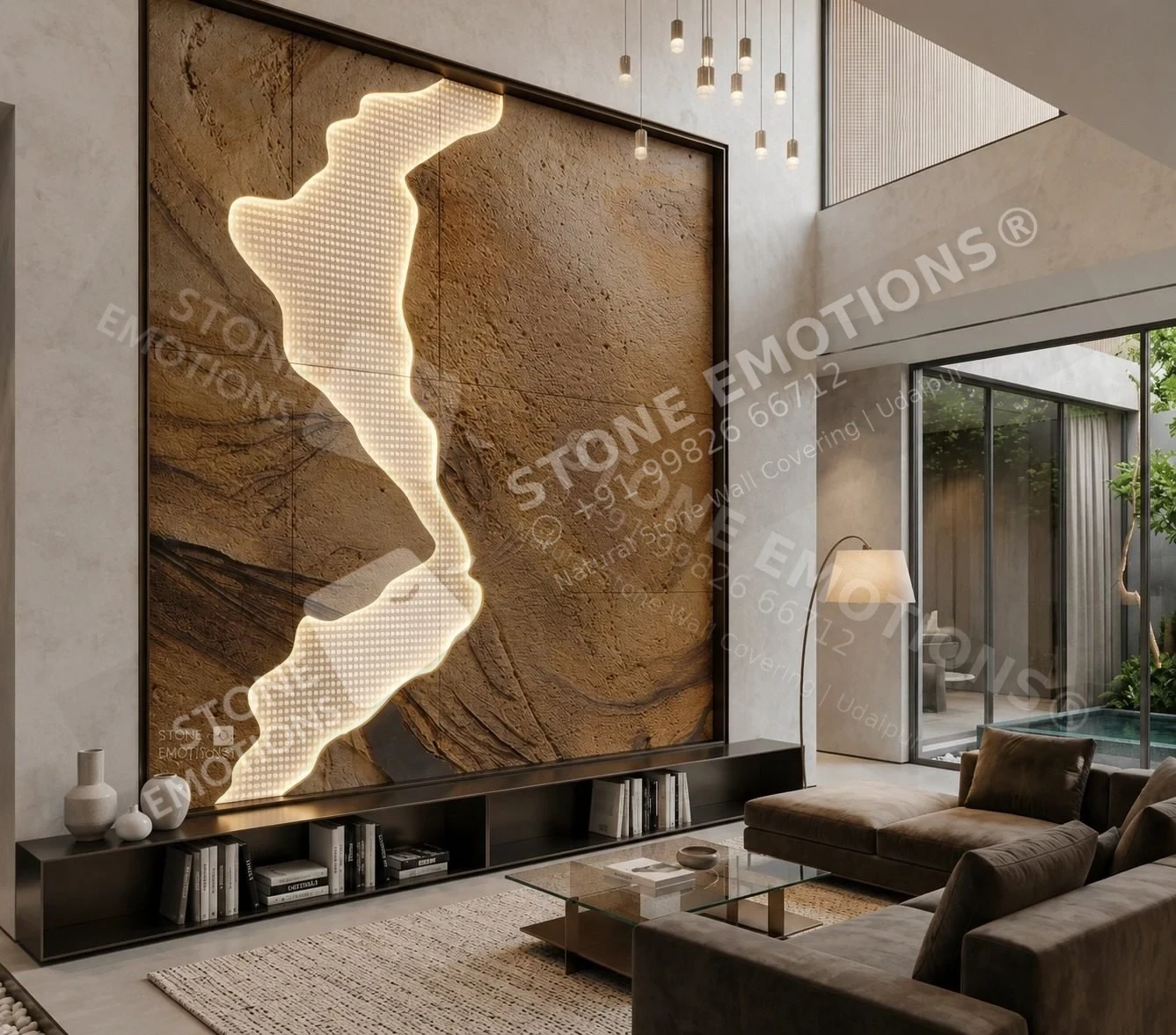Flowing Divide — Living room walls stone design, Stone Emotions SE-106
