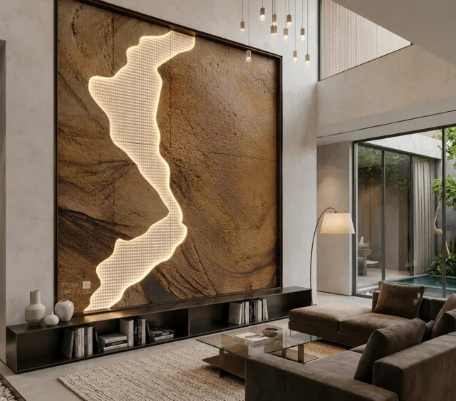 Flowing Divide — Living room walls stone design, Stone Emotions SE-106