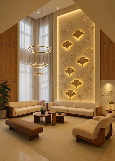 Golden Botanical — Living room walls stone design, Stone Emotions SE-072