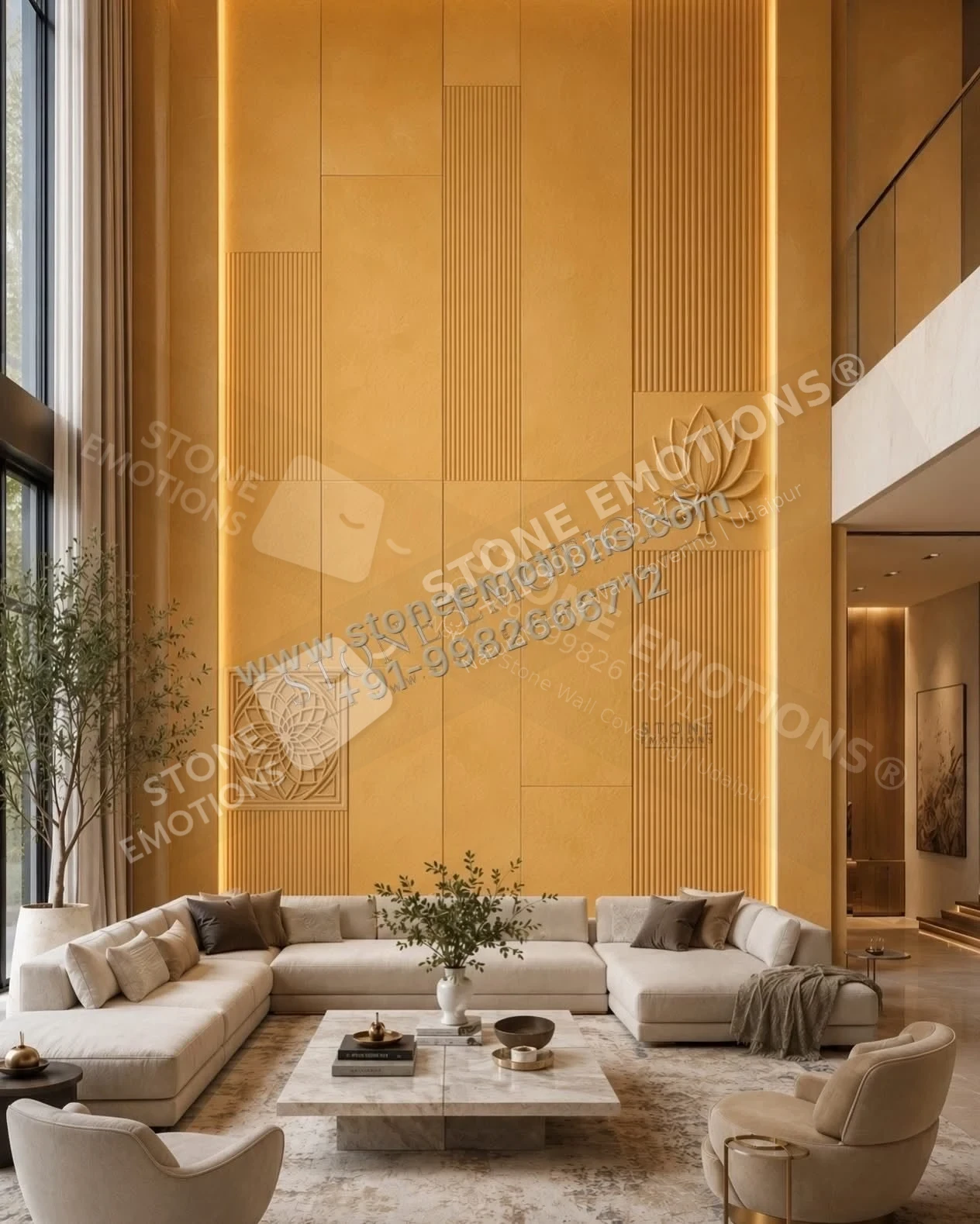 Golden Vertical — Living room walls stone design, Stone Emotions SE-055
