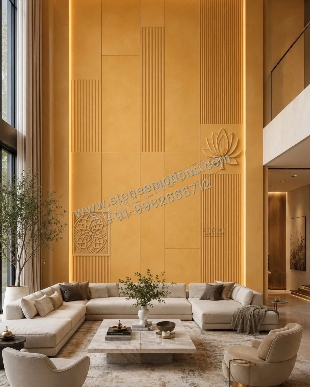 Golden Vertical — Living room walls stone design, Stone Emotions SE-055