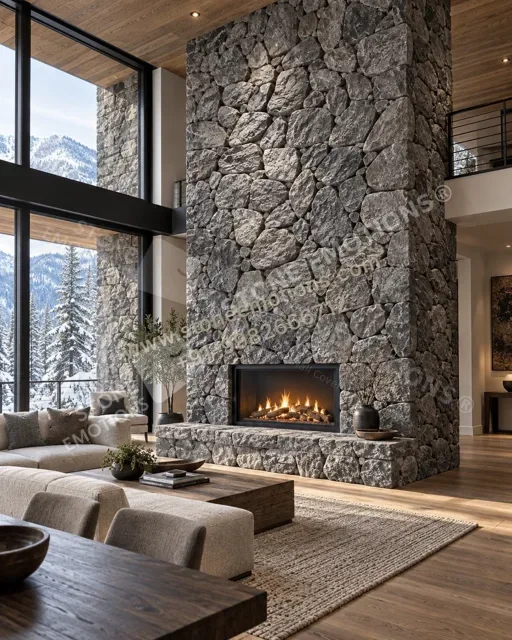 Hearth in Stone — Living room walls stone design, Stone Emotions SE-008