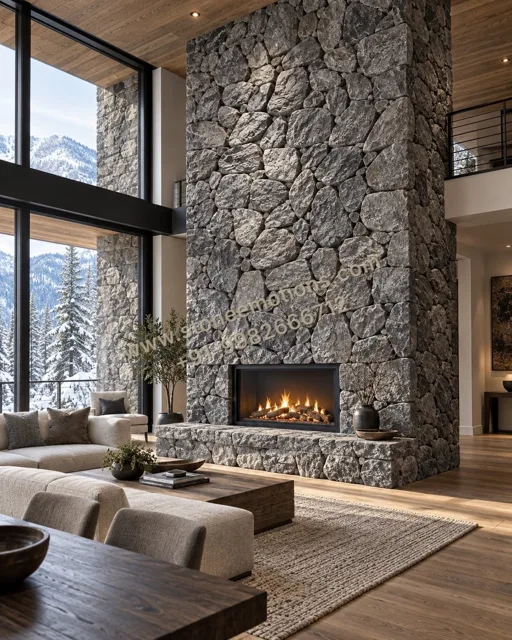 Hearth in Stone — Living room walls stone design, Stone Emotions SE-008