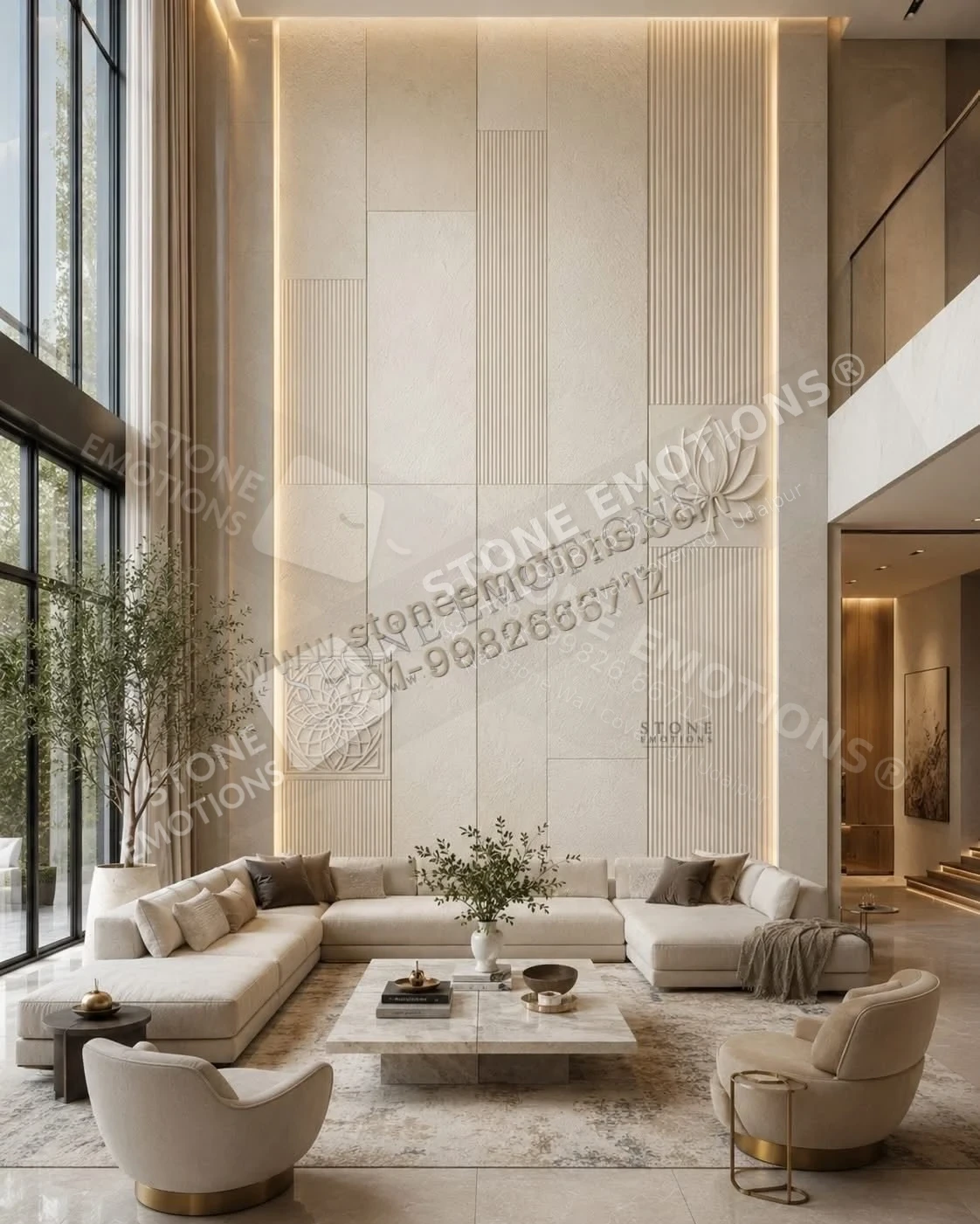 Linear Calm — Living room walls stone design, Stone Emotions SE-054