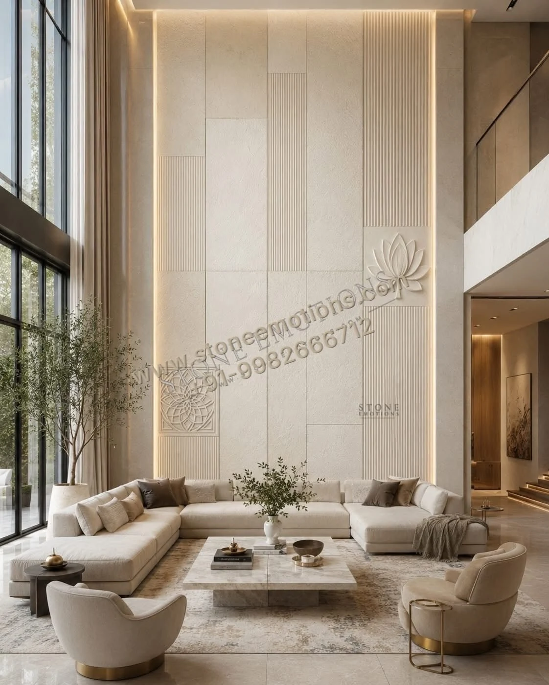 Linear Calm — Living room walls stone design, Stone Emotions SE-054