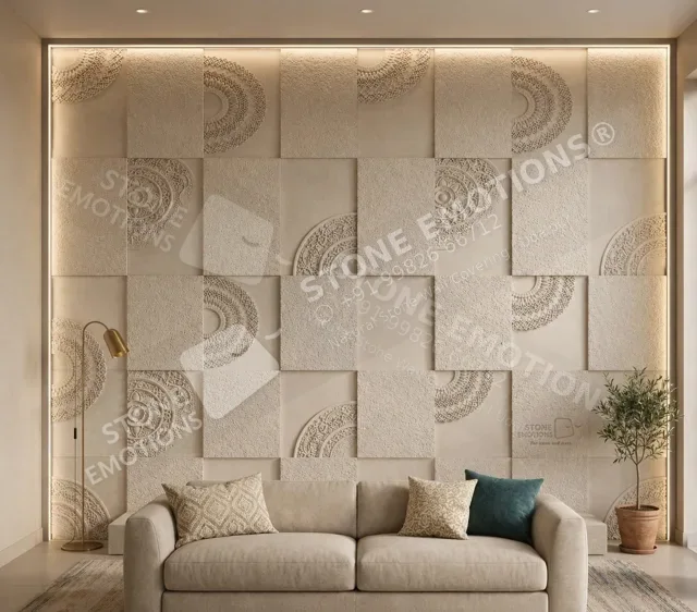 Mandala Quadrants Living — Living room walls stone design, Stone Emotions SE-081