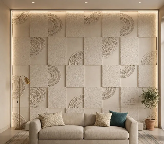 Mandala Quadrants Living — Living room walls stone design, Stone Emotions SE-081