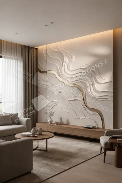 Organic Wave Living — Living room walls stone design, Stone Emotions SE-091