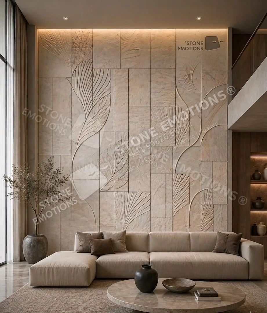 Sculptural Contours — Living room walls stone design, Stone Emotions SE-071