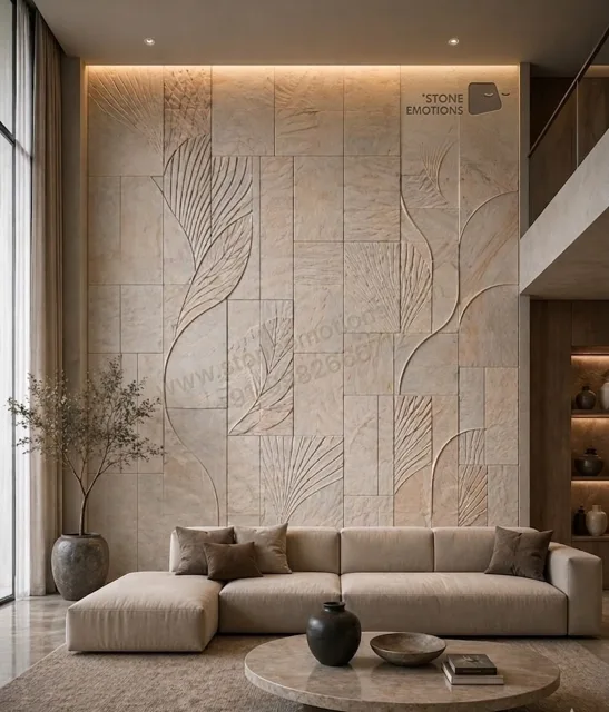 Sculptural Contours — Living room walls stone design, Stone Emotions SE-071