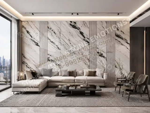 Veined Stone Composition — Living room walls stone design, Stone Emotions SE-052