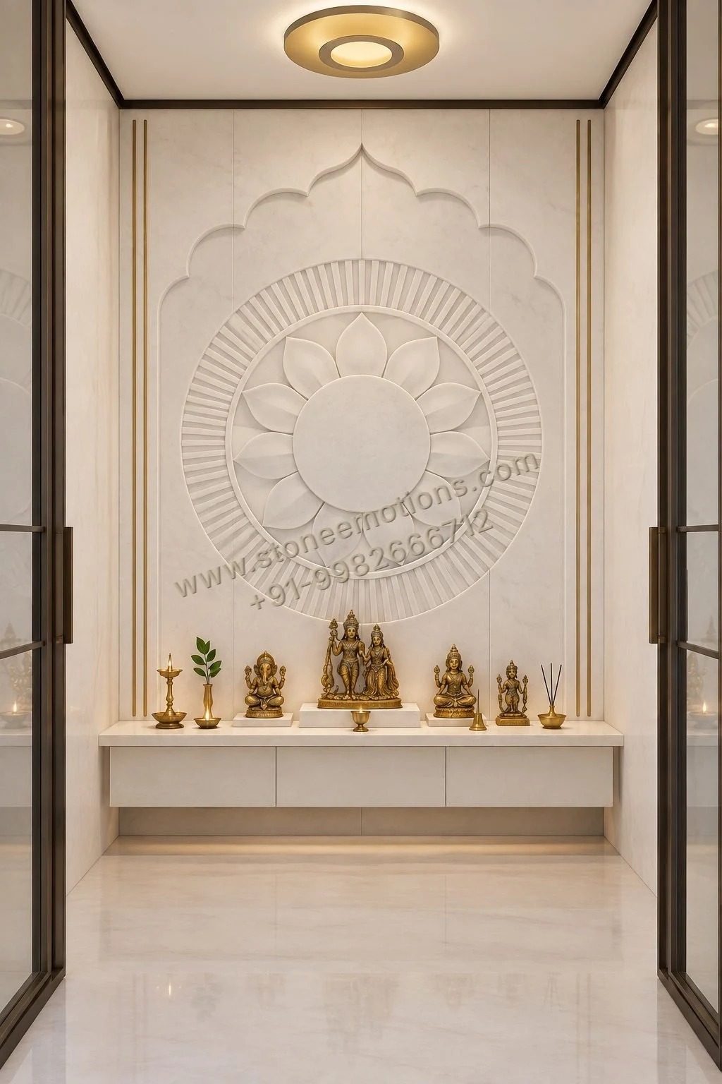 Lotus Sanctuary — Mandir & sacred walls stone design, Stone Emotions SE-039