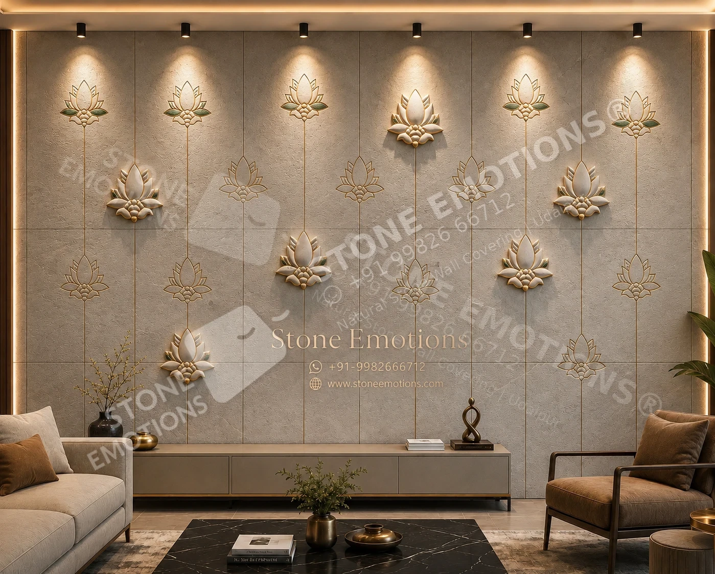 Lotus Harmony — Living room walls stone design, Stone Emotions SE-113