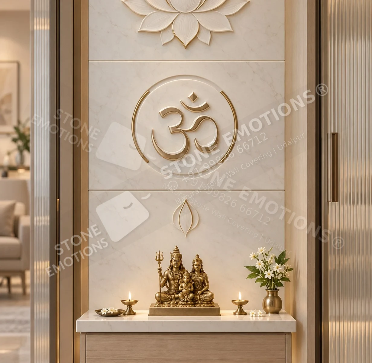 AARADHYA ARD-08 TRIVENI PADMA — Narrow apartment puja niche