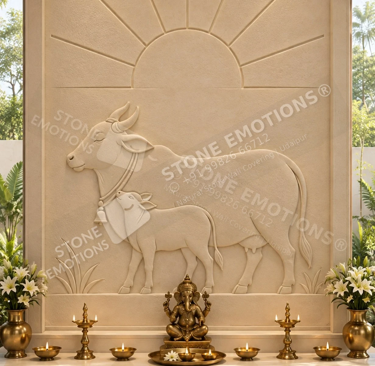 AARADHYA ARD-09 GAU PRANA — Courtyard pavilion temple