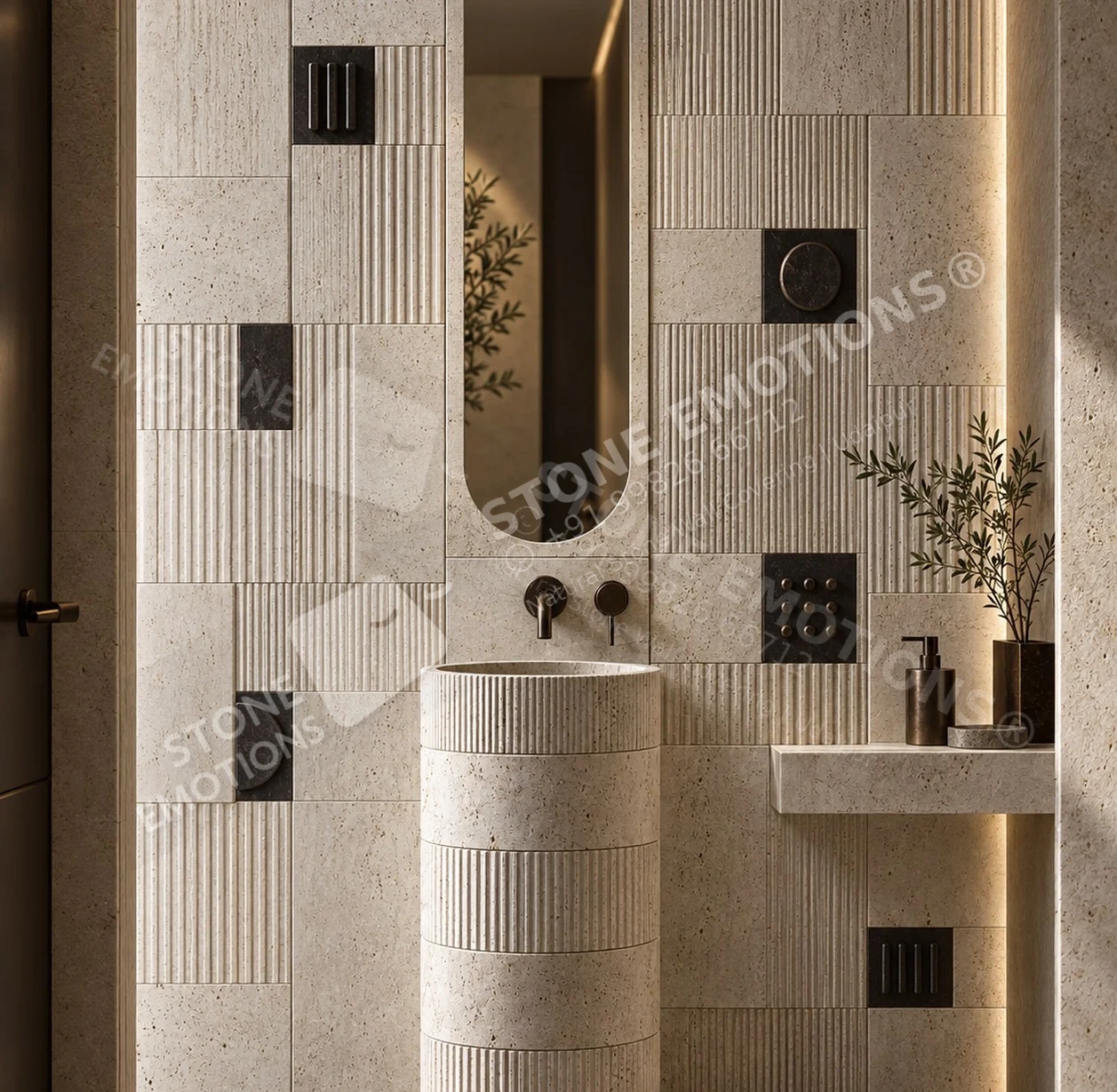STRATA STR-04 ATELIER GRID — Boutique hotel powder room