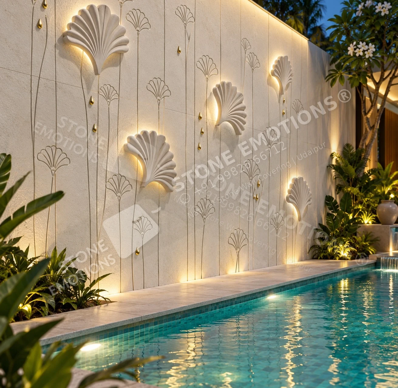 SYNERA SYN-10 LUMINOUS FANS — Resort pool courtyard
