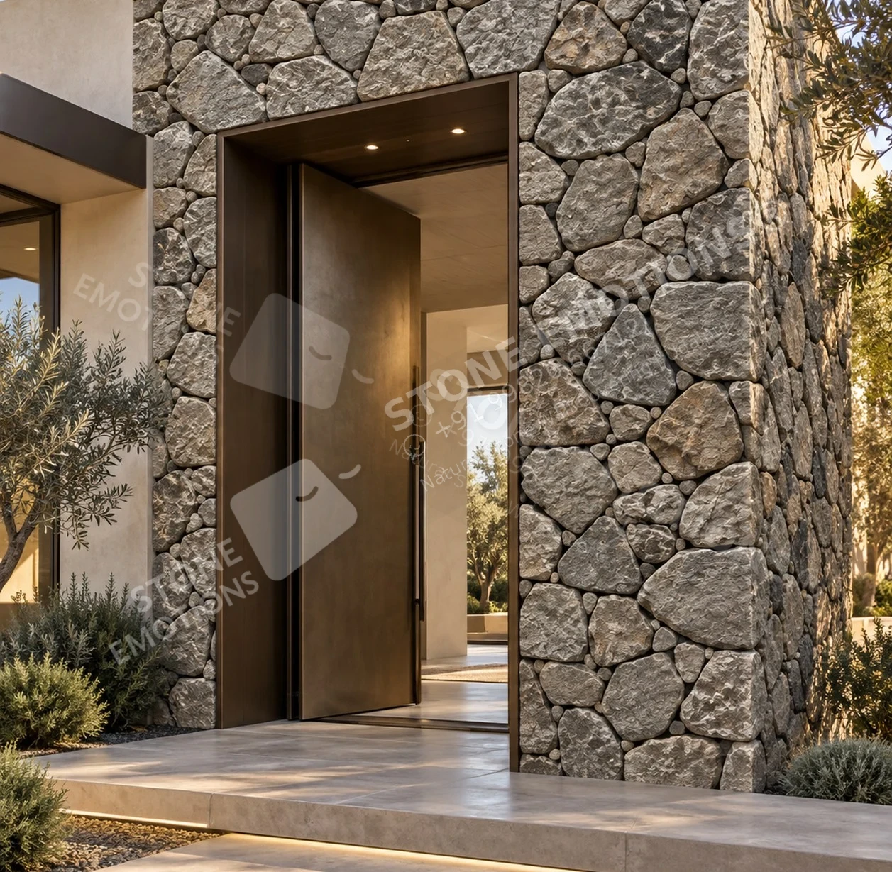 TERRAIN TRN-03 EARTH GREY — Contemporary luxury villa entrance