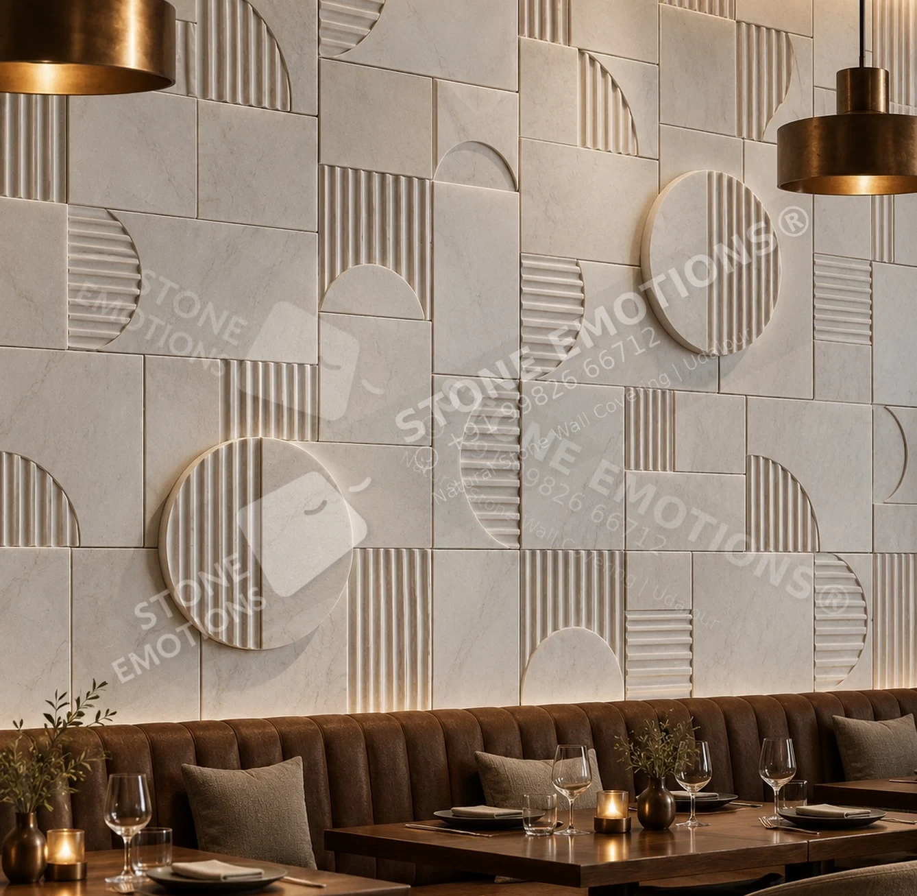 TESSERA TES-08 ORBIT RHYTHM — Restaurant banquette wall